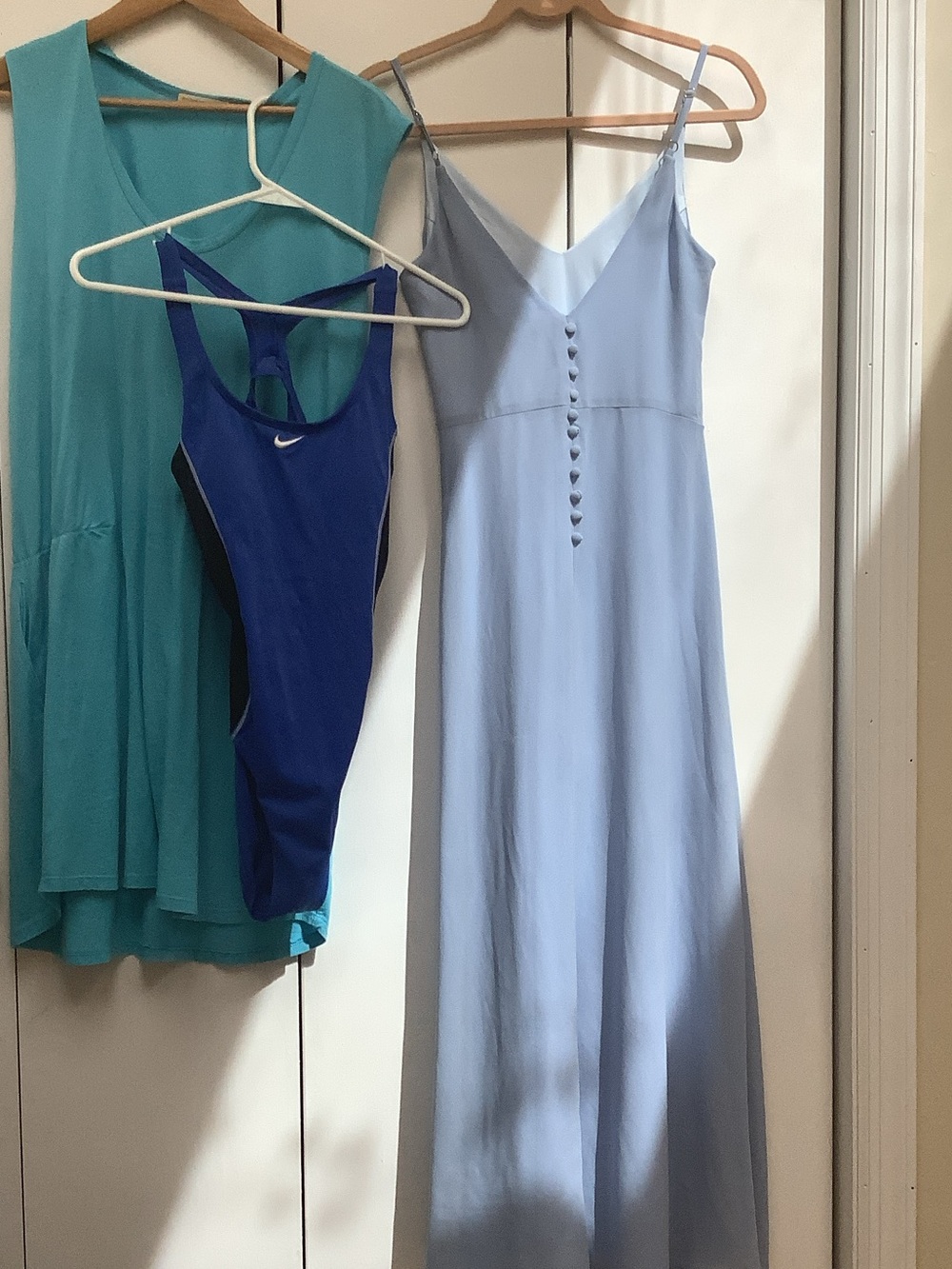 Light Blue Slip Dress with Button Front